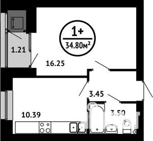 1-к квартира, вторичка, 35м2, 4/8 этаж