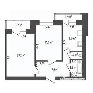 2-к квартира, вторичка, 47м2, 1/10 этаж