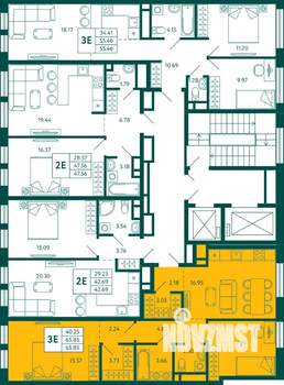 2-к квартира, строящийся дом, 66м2, 12/16 этаж