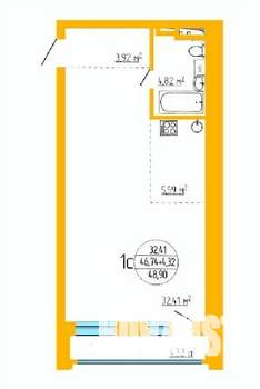 2-к квартира, вторичка, 47м2, 4/16 этаж