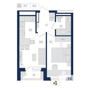 2-к квартира, вторичка, 36м2, 14/22 этаж