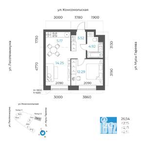 2-к квартира, вторичка, 42м2, 2/17 этаж