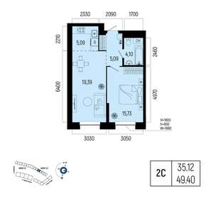 2-к квартира, вторичка, 49м2, 2/13 этаж