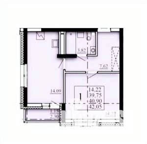 1-к квартира, строящийся дом, 41м2, 5/25 этаж