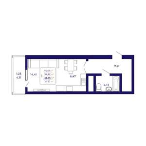 1-к квартира, вторичка, 35м2, 2/25 этаж