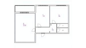 2-к квартира, вторичка, 52м2, 11/12 этаж