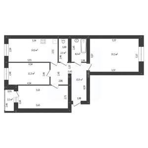 3-к квартира, вторичка, 83м2, 4/13 этаж