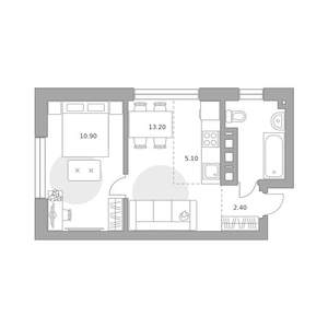 2-к квартира, вторичка, 37м2, 16/23 этаж