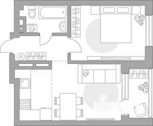 2-к квартира, строящийся дом, 47м2, 23/23 этаж