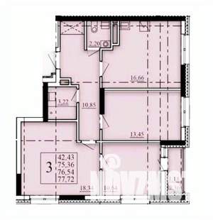 3-к квартира, строящийся дом, 77м2, 2/25 этаж