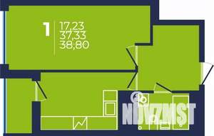 1-к квартира, строящийся дом, 39м2, 22/25 этаж