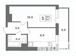 1-к квартира, вторичка, 38м2, 10/12 этаж