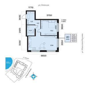 2-к квартира, вторичка, 49м2, 4/32 этаж