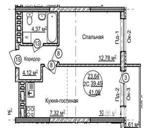 1-к квартира, вторичка, 40м2, 2/25 этаж