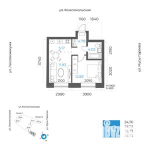 2-к квартира, вторичка, 39м2, 4/20 этаж