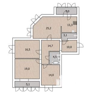 4-к квартира, вторичка, 125м2, 14/14 этаж