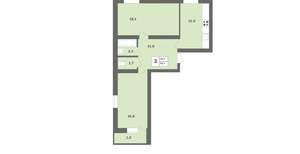 2-к квартира, вторичка, 62м2, 1/12 этаж