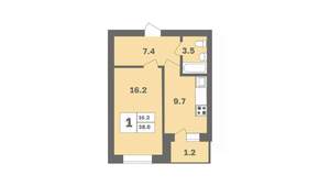 1-к квартира, вторичка, 38м2, 3/9 этаж