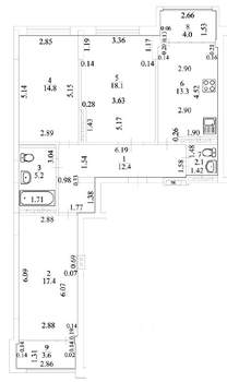 3-к квартира, вторичка, 83м2, 6/21 этаж