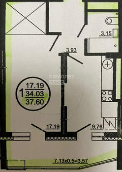 1-к квартира, вторичка, 38м2, 11/16 этаж