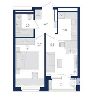 2-к квартира, вторичка, 37м2, 12/22 этаж