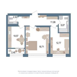 2-к квартира, вторичка, 62м2, 14/14 этаж