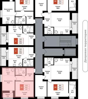 2-к квартира, вторичка, 47м2, 7/8 этаж