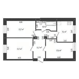 3-к квартира, вторичка, 69м2, 2/4 этаж