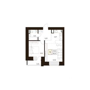 1-к квартира, вторичка, 38м2, 6/17 этаж