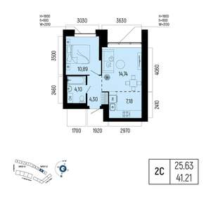 2-к квартира, вторичка, 41м2, 9/25 этаж