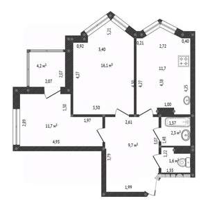 2-к квартира, вторичка, 53м2, 5/25 этаж