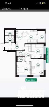 4-к квартира, сданный дом, 100м2, 9/25 этаж