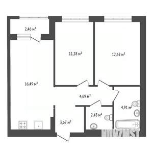 3-к квартира, вторичка, 57м2, 11/25 этаж