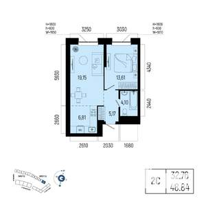 2-к квартира, вторичка, 49м2, 6/25 этаж