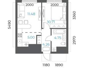2-к квартира, вторичка, 36м2, 20/32 этаж