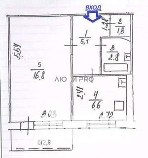1-к квартира, вторичка, 33м2, 6/9 этаж