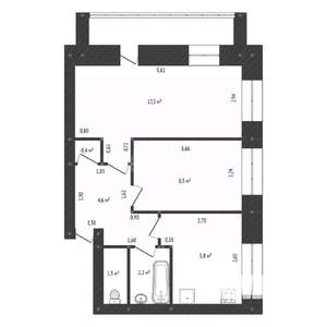 2-к квартира, вторичка, 40м2, 9/9 этаж