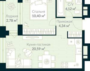 1-к квартира, вторичка, 41м2, 25/30 этаж