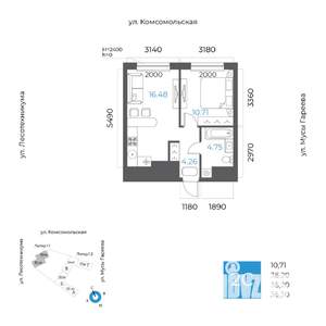 2-к квартира, вторичка, 36м2, 20/32 этаж