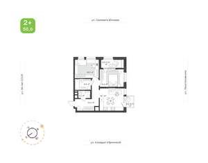 2-к квартира, строящийся дом, 56м2, 3/24 этаж