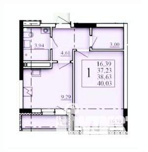1-к квартира, строящийся дом, 39м2, 13/25 этаж