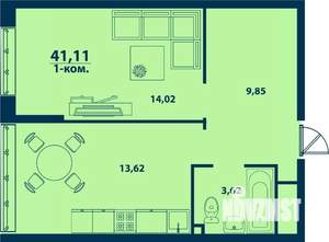 1-к квартира, вторичка, 41м2, 1/24 этаж