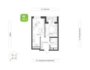 1-к квартира, вторичка, 39м2, 6/25 этаж