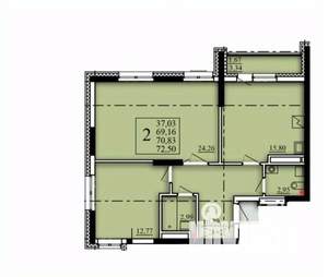 2-к квартира, вторичка, 71м2, 16/21 этаж
