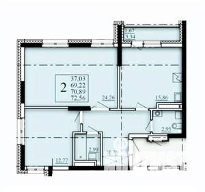 2-к квартира, строящийся дом, 71м2, 4/25 этаж