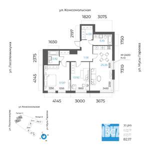 3-к квартира, вторичка, 82м2, 32/32 этаж