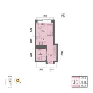 1-к квартира, вторичка, 23м2, 30/32 этаж
