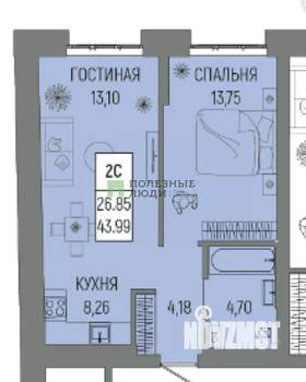 2-к квартира, вторичка, 44м2, 8/14 этаж
