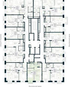 1-к квартира, строящийся дом, 40м2, 24/30 этаж