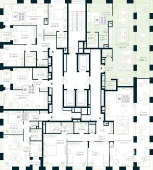 1-к квартира, строящийся дом, 84м2, 30/30 этаж